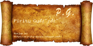 Pirity Győző névjegykártya